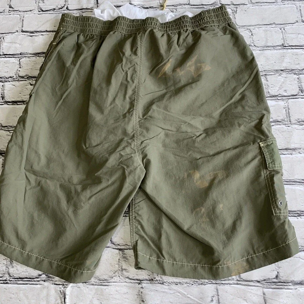 Polo Ralph Lauren Swim Trunks Green Nylon Drawstring Mens Size Large
